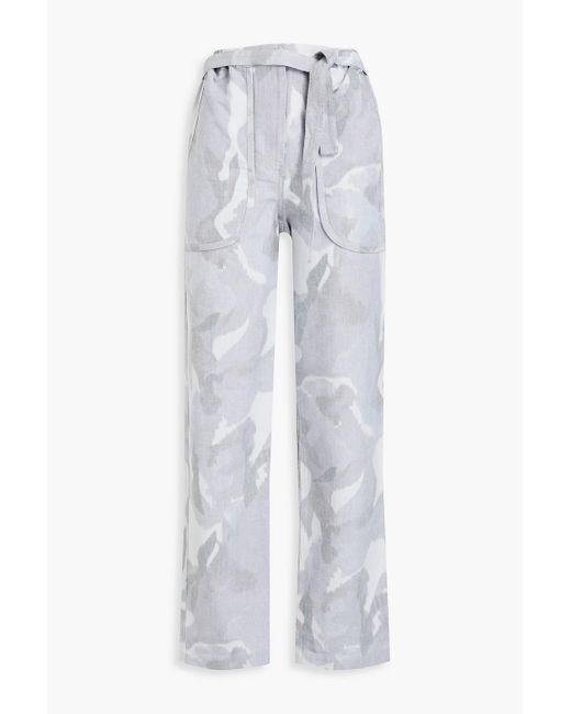 IRO White Douz Camouflage-print Cotton-blend Canvas Straight-leg Pants