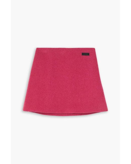 Ganni Red Brushed Wool-blend Twill Mini Skirt