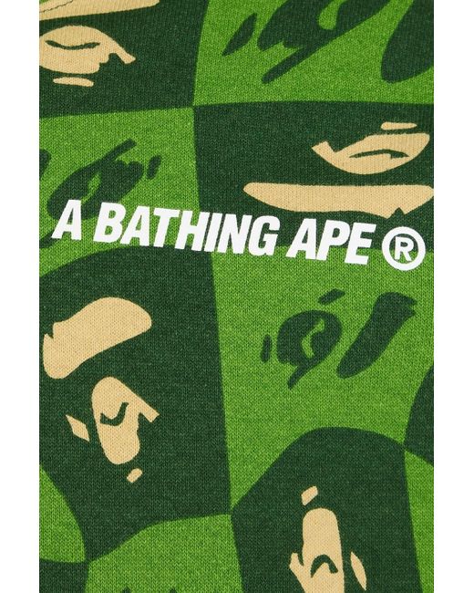 A Bathing Ape Green Printed Cotton-fleece Hoodie for men