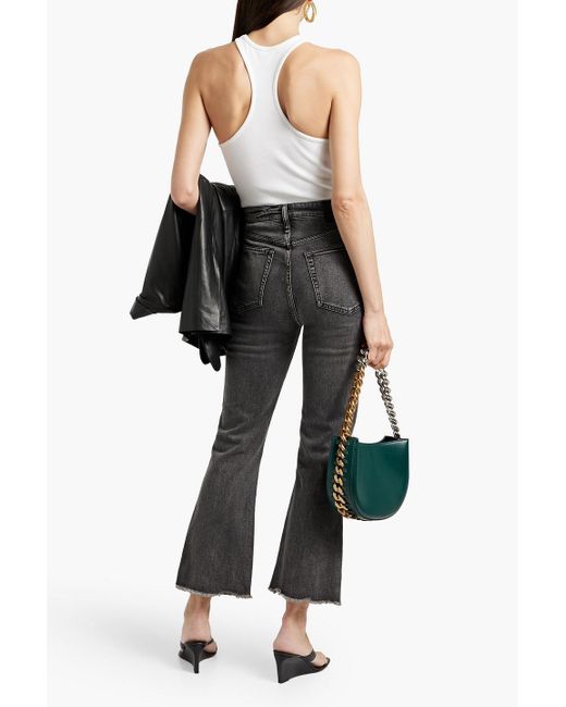 Rag & Bone Black Casey Distressed High-rise Kick-flare Jeans