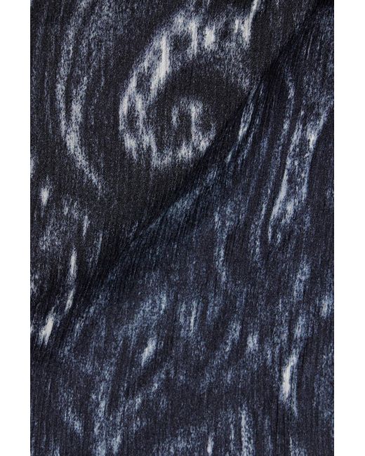 IRO Blue Zarfi Wrap-effect Printed Plissé-silk Blouse