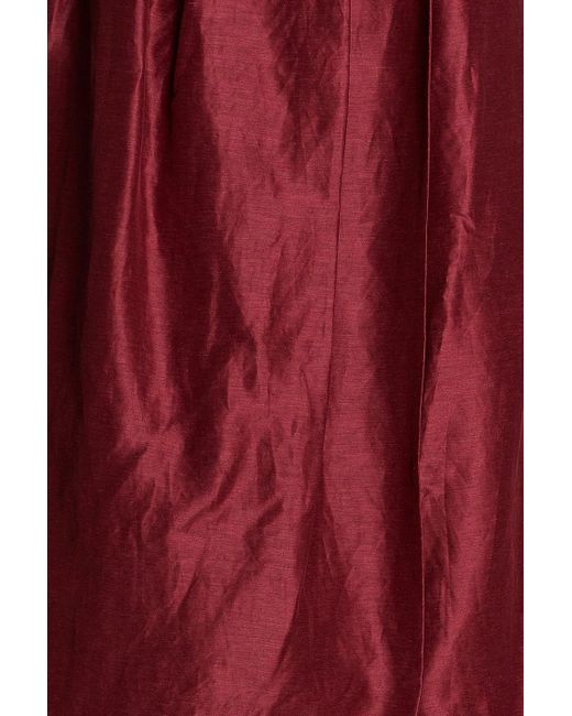 Aje. Red Mirabelle Wrap-effect Linen-blend Maxi Skirt