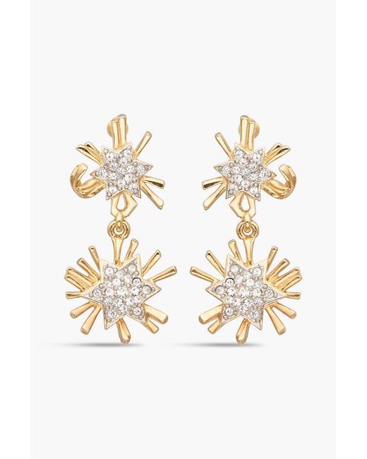 Kenneth Jay Lane White Tone Crystal Earrings