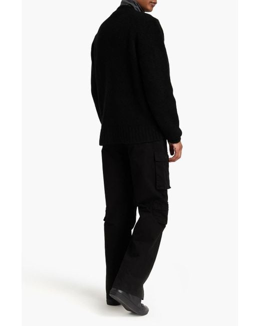 Officine Generale Black Argyle Wool-blend Cardigan for men