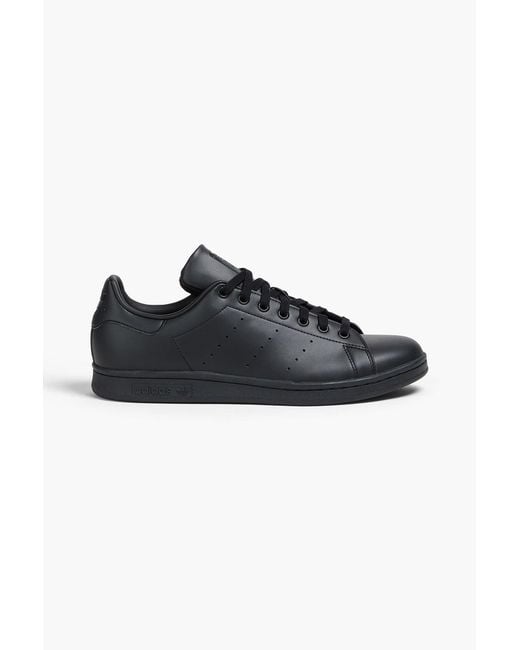 Adidas Originals Black Stan Smith Perforated Leather Sneakers for men