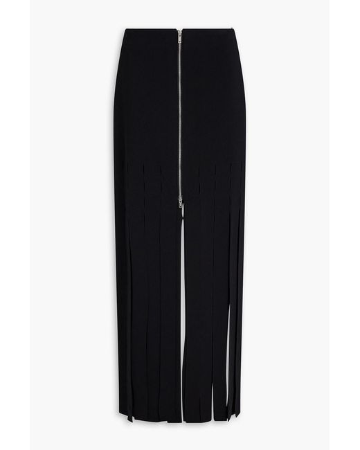 Nanushka Black Fringed Stretch-Knit Maxi Skirt
