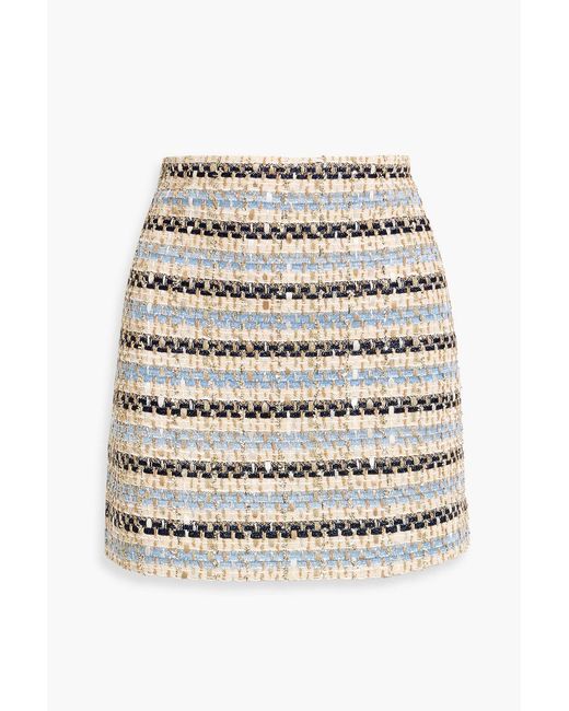 Veronica Beard Natural Ohema Metallic Striped Tweed Mini Skirt