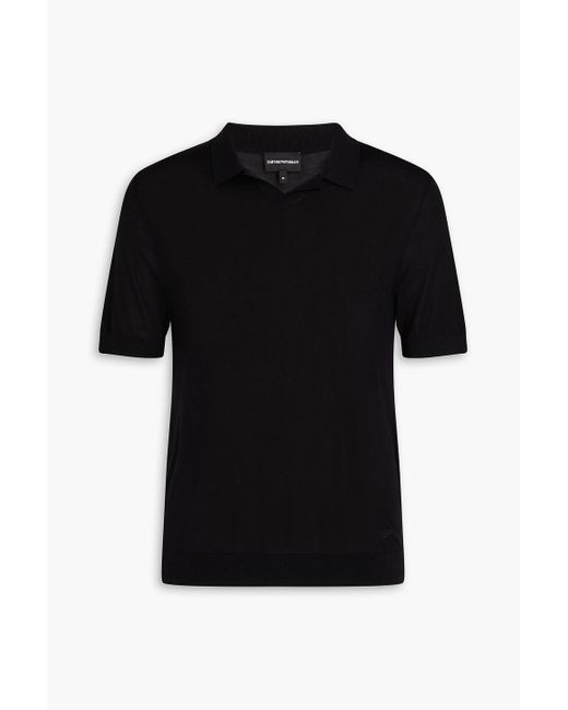 Emporio Armani Black Mulberry Silk Polo Shirt for men