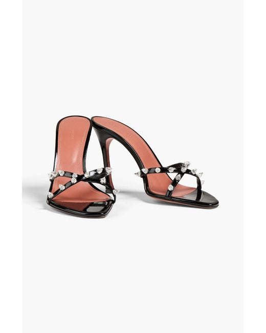 AMINA MUADDI Metallic Felicia Crystal-embellished Patent-leather Mules
