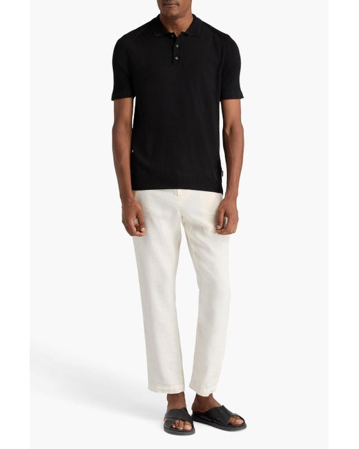 Orlebar Brown Black Zack Silk And Cotton-Blend Polo Shirt for men