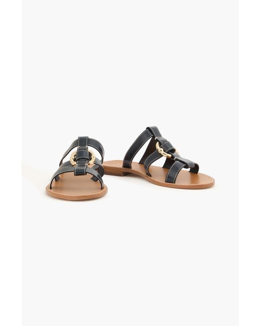 Claudie Pierlot Blue Embellished Leather Sandals