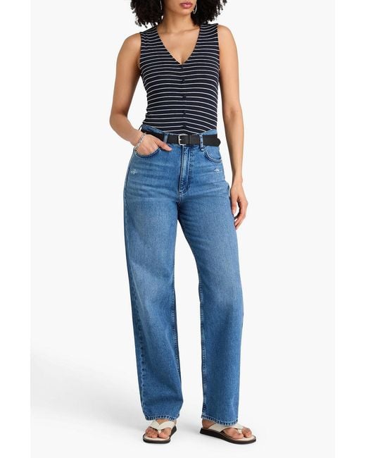 Rag & Bone Blue Striped Stretch-Knit Top
