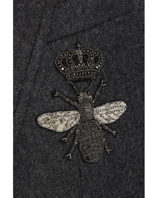 Dolce & Gabbana Black Slim-fit Embellished Wool-felt Blazer for men