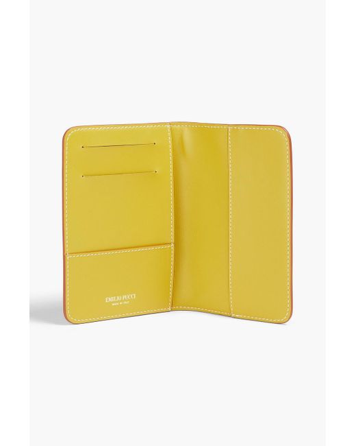 Emilio Pucci Yellow Printed Leather Passport Cover
