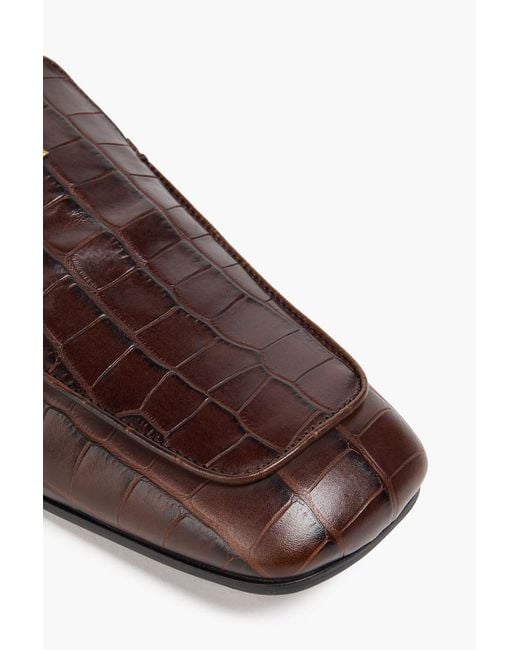 By Malene Birger Brown Tresina Croc-Effect Leather Loafers