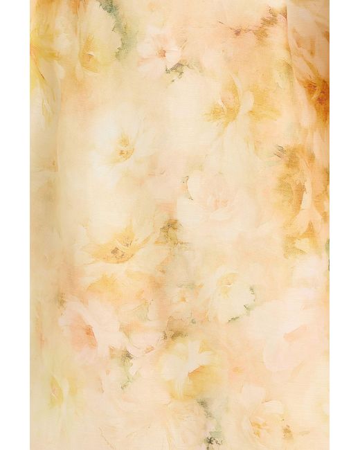 Zimmermann Metallic One-Shoulder Floral-Print Linen And Silk-Blend Gauze Midi Dress