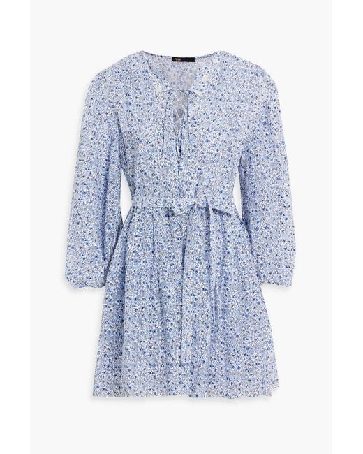 Maje Women's Blue Burnout-Effect Floral-Print Woven Mini Dress