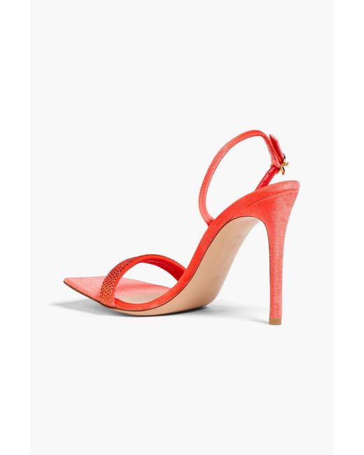 Gianvito Rossi Red Britney Crystal-Embellished Velvet Slingback Sandals