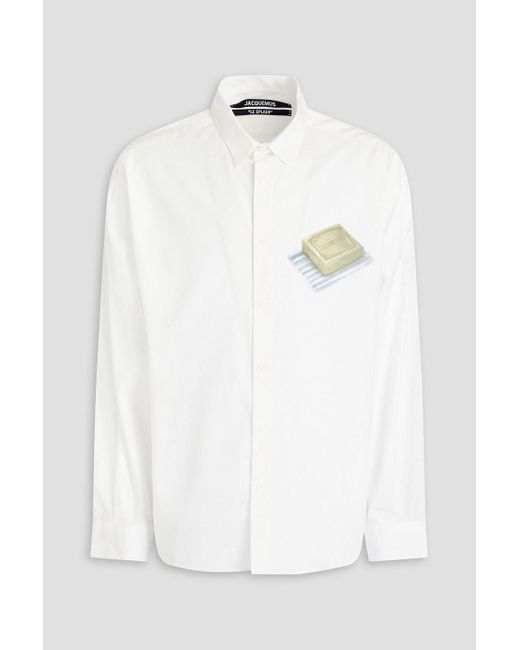 Jacquemus White Logo-print Cotton-poplin Shirt for men