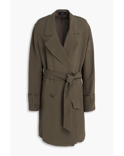 Joseph Green Charah Double-Breasted Silk-Blend Crepe Trench Coat