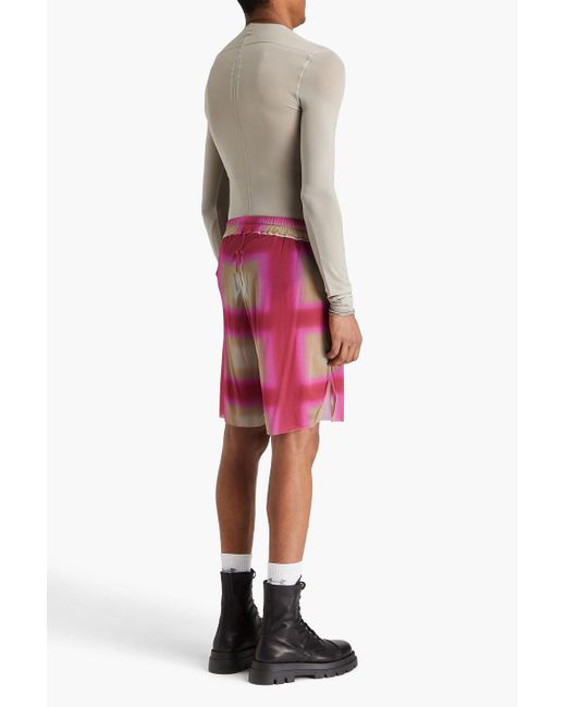 Rick Owens Pink Printed Cupro-blend Stretch-mesh Shorts for men