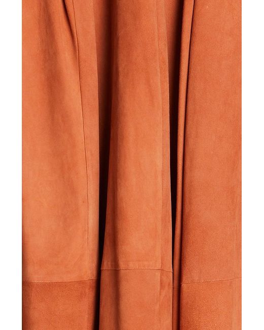 Gentry Portofino Orange Suede Midi Skirt
