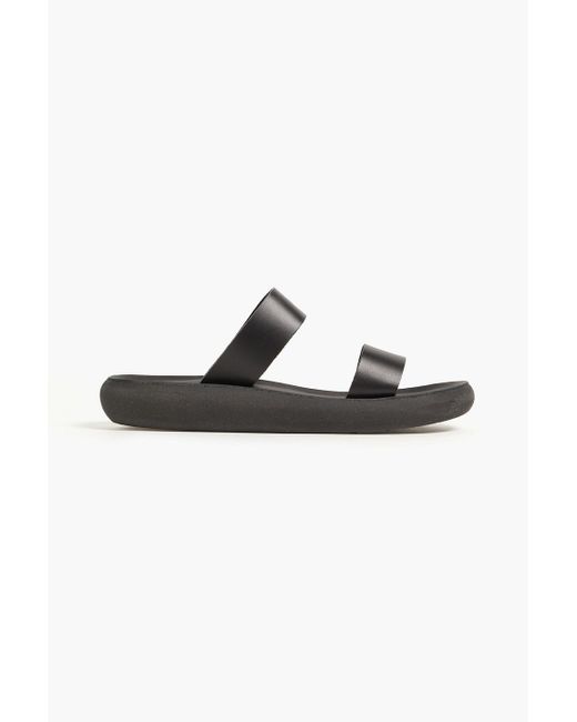 Ancient Greek Sandals Black Timia Leather Slides