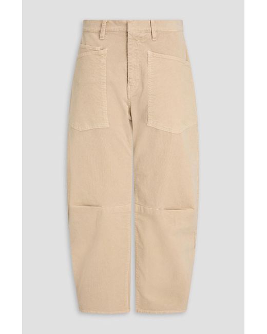Nili Lotan Natural Shon Cropped Cotton-Blend Corduroy Tapered Pants