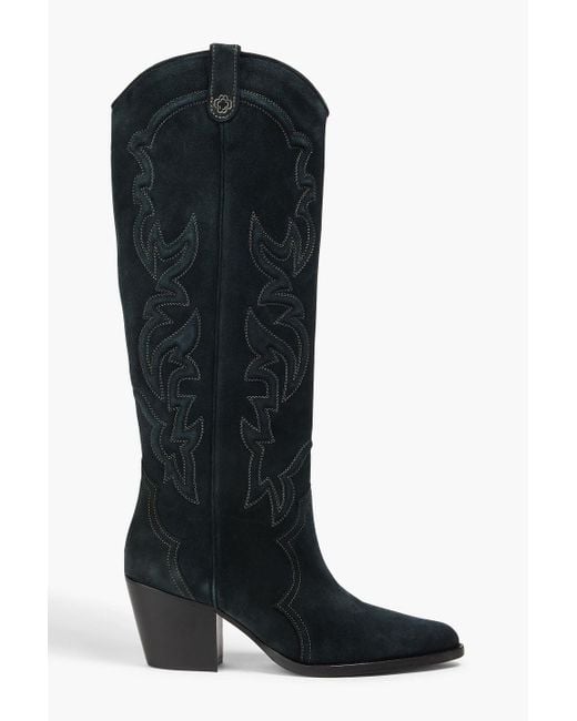 Maje Black Suede Cowboy Boots