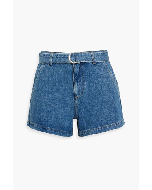 FRAME Blue Belted Denim Shorts