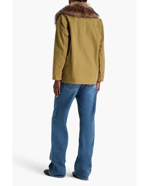 Nili Lotan Brown Ronay Shearling-Trimmed Cotton Jacket