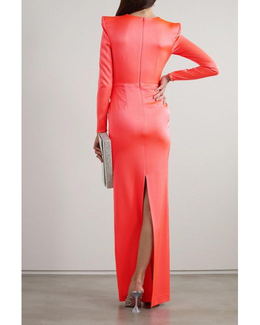 Alex Perry Red Graves Tie-front Satin-crepe Gown
