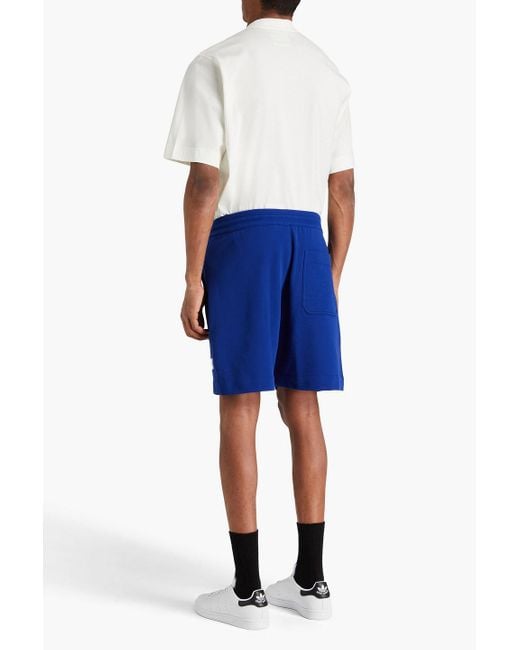 Y-3 Blue Logo-print French Cotton-blend Terry Shorts for men