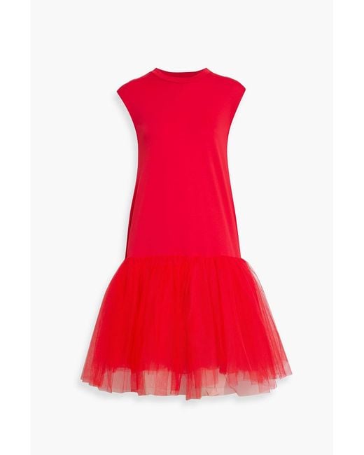 Simone Rocha Red Tulle And Cotton-Jersey Dress