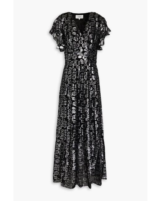 Ba&sh Black Gemma Metallic Fil Coupe Silk-blend Chiffon Maxi Dress