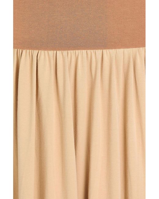 By Malene Birger Natural Marciella Strapless Two-tone Cotton-blend Jersey Maxi Dress