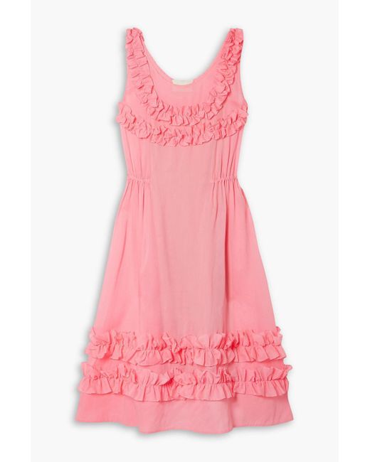 Molly Goddard Pink Toto Ruffled Cotton-organdie Midi Dress