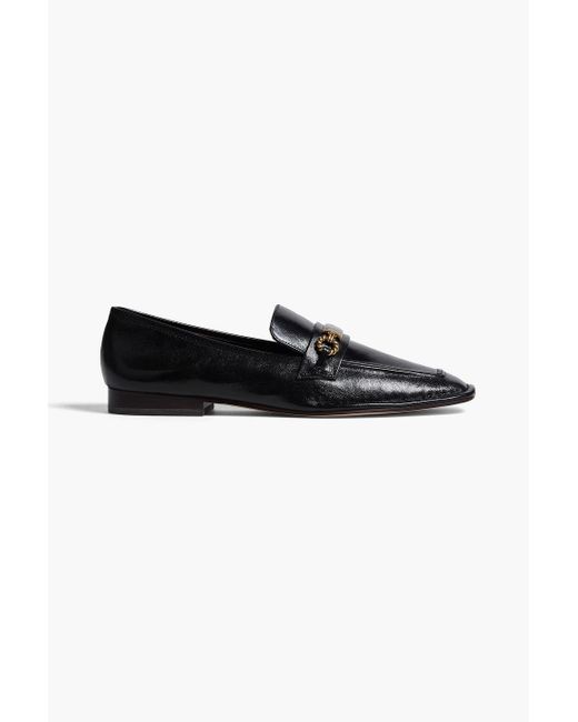Tory Burch Black Perrine Embellished Leather Loafers