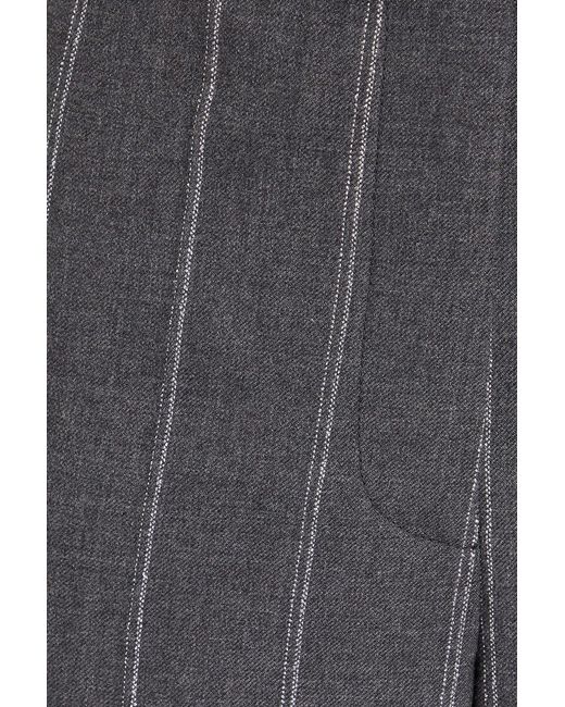 Stella McCartney Gray Metallic Striped Wool-blend Twill Straight-leg Pants
