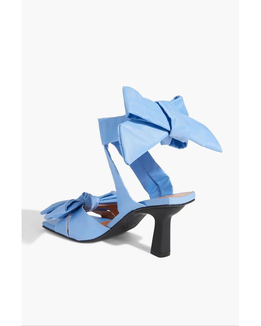 Ganni Blue Bow-detailed Faille Sandals