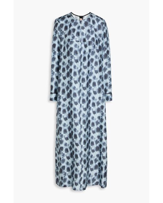 Marni Blue Printed Silk-twill Maxi Dress