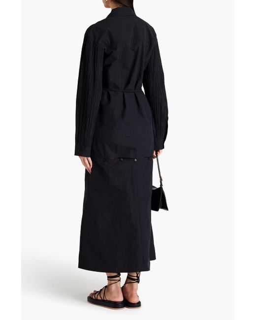 Nanushka Black Danielle Convertible Cotton-blend Poplin Maxi Shirt Dress