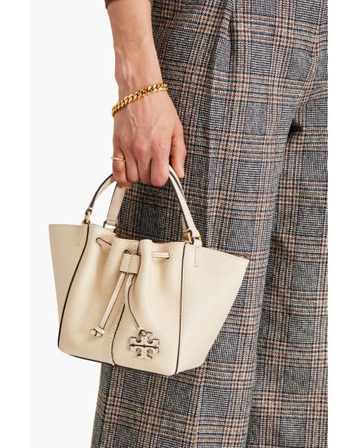 Tory Burch Natural Mcgraw Dragonfly Smooth And Pebbled-leather Bucket Bag