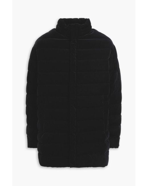 Emporio Armani Black Quilted Velvet Down Jacket for men