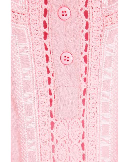 Melissa Odabash Pink Karen minikleid aus webstoff mit stickereien