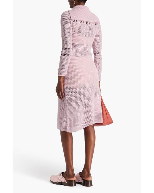 The Elder Statesman Pink Open-knit Cashmere Shirt Dress