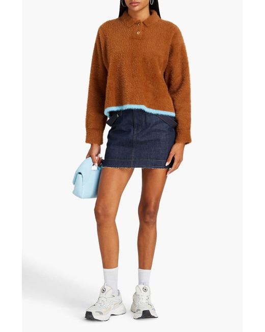 Jacquemus Brown Neve Brushed Stretch-knit Polo Sweater