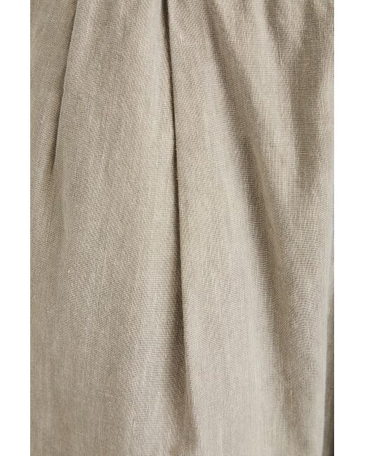 James Perse White Pleated Linen-blend Straight-leg Pants