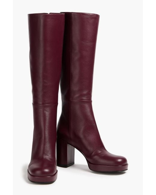 Sergio Rossi Red Leather Platform Boots