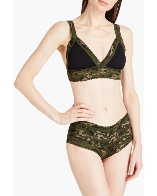 Hanky Panky Black Signature Camouflage Stretch-lace Mid-rise Briefs